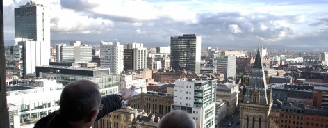 The view from the top of the tower at Manchester Town Hall.