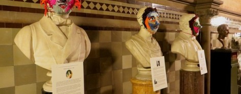 Warp and Weft have created crochet faces for statues in Manchester's town hall