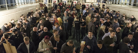 Photograph of Indy Man Beer Con with coloured bunting