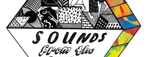 Poster for Sounds From the Other City, featuring colourful squares and cartoon faces.