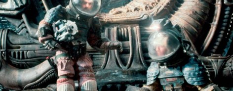Screen shot from Alien, with two men in space suits