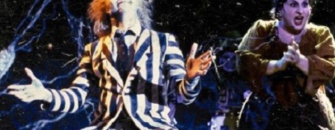 Photo of Beetlejuice and one of the Hocus Pocus witches