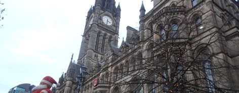 Photo of the Town Hall with Santa out front