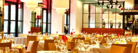 Photo of the restaurant interior with hanging lights