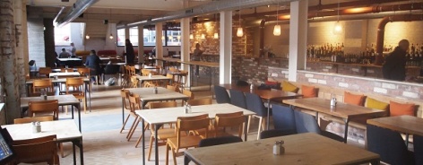 Pen Factory interior with warmly lit canteen