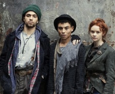 Photo of three actors in Scuttlers, two men and one woman
