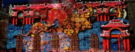 Mock up of light show on St Ann's Church