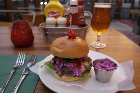 Photo of burger and beer