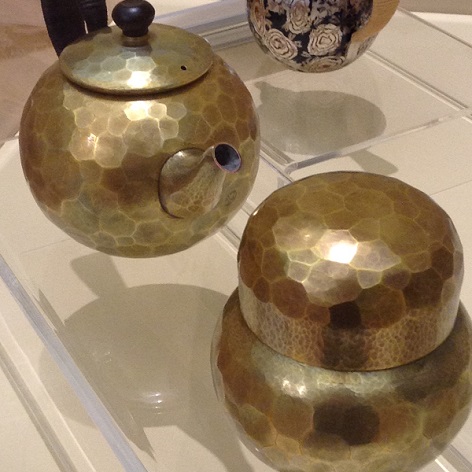 Gold tea pot and canister