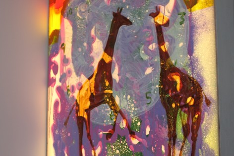 Lightbox with painted giraffes