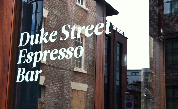 Duke Street Espresso Bar window Liverpool cafes