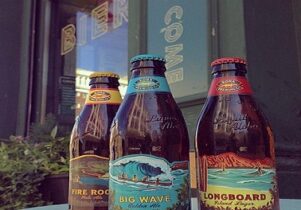 Photo of three Hawaiian beers outside Bier bar