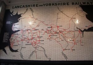Photo of the tiled map of the north west at Victoria Station