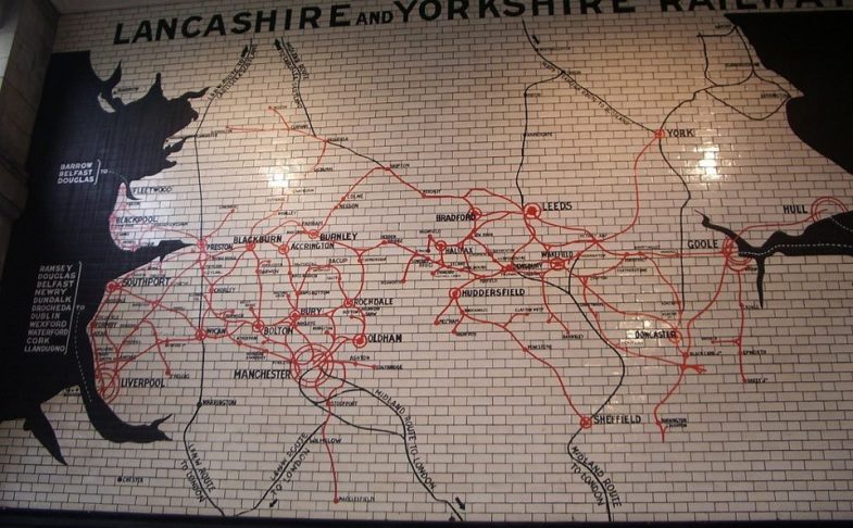 Photo of the tiled map of the north west at Victoria Station