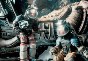 Screen shot from Alien, with two men in space suits