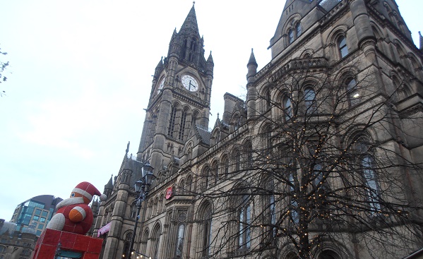 Photo of the Town Hall with Santa out front