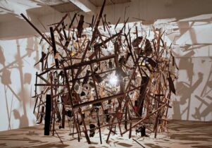 Photo of an exploded looking artwork