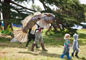 Photo of a man wearing a fish costume