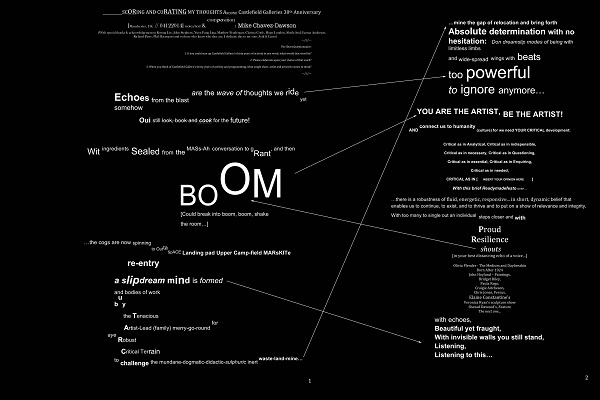 Photo of a black poster with white type