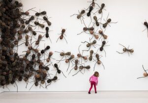 Giant ants swarm a wall