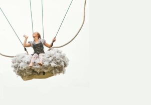 Photo of an acrobat on a swing