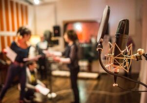 Mic with people in the background
