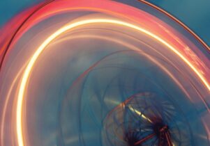 Slow exposure photo of a big wheel