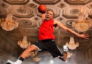 Photo of a man with a basketball