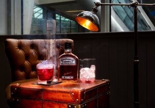 Cocktail on a leather trunk