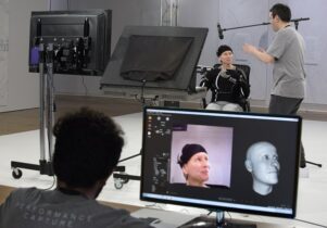 Photo of performer and avatar