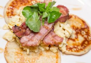 Photo of pancakes with bacon