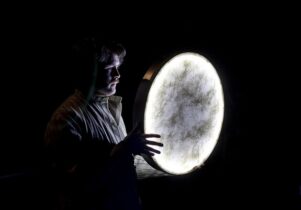 Photo of a man holidng a moon