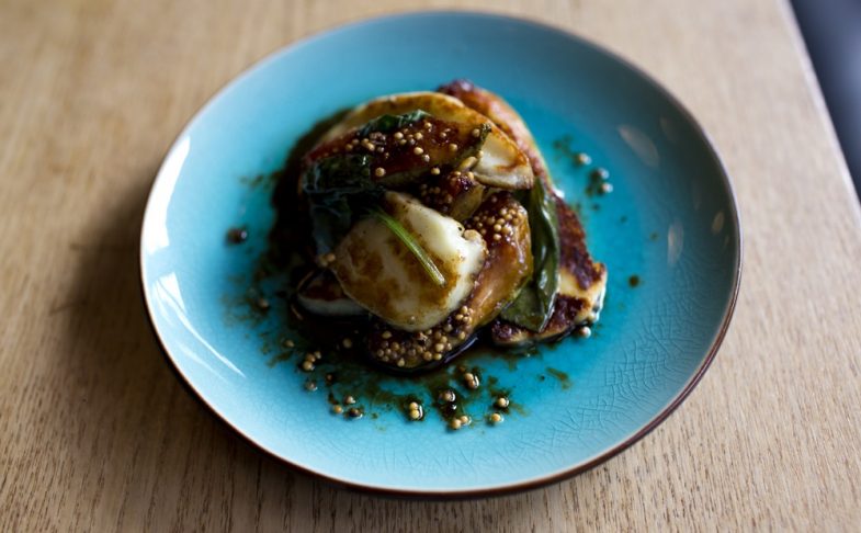 Plate of halloumi and fig