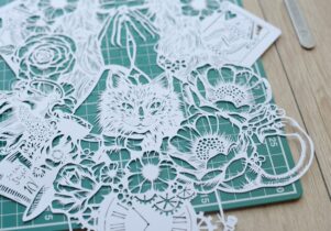 The Cheshire Cat cut from paper
