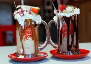 Overflowing milkshakes