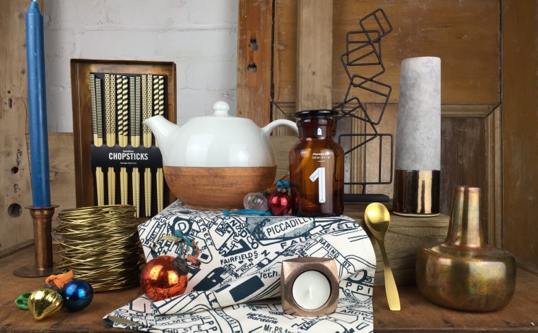 An arrangement of Christmas gifts