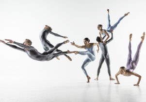 Dancers in metallic leotards