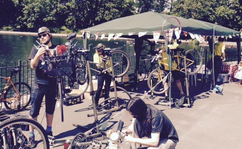 Bike stall by the lake
