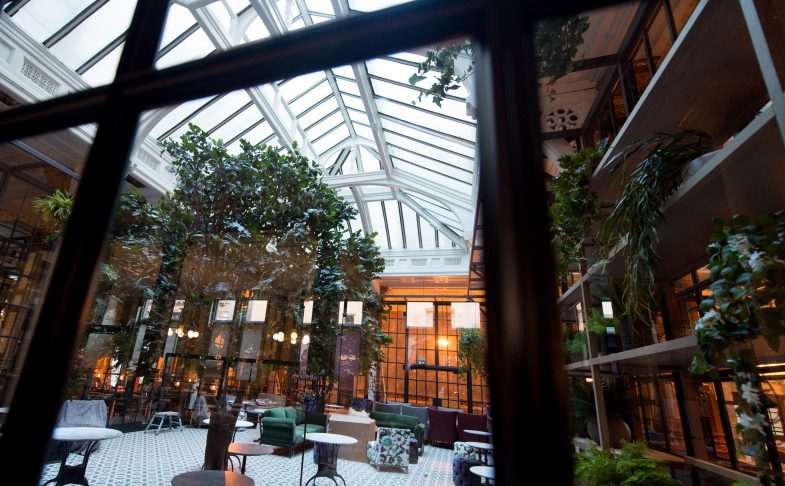 The glass atrium inside The Refuge