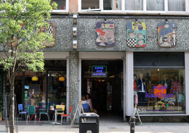 Image of Pop Boutique's shop front on Oldham Street in Manchester