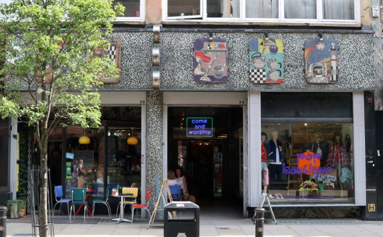 Image of Pop Boutique's shop front on Oldham Street in Manchester