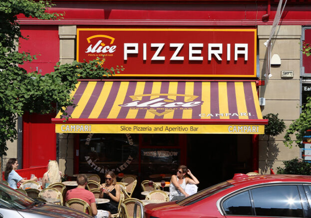 Slice Pizzeria in Stevenson Square Manchester.