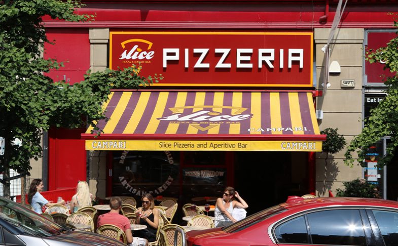 Slice Pizzeria in Stevenson Square Manchester.