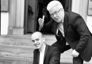 Poets Ian McMillan and Andrew McMillan (photograph copyright Rochdale Borough Council)