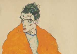 © Egon Schiele, Standing male figure (self-portrait) 1914. Photograph © National Gallery in Prague 2017. Life in Motion: Egon Schiele/Francesca Woodman at Tate Liverpool