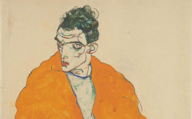 © Egon Schiele, Standing male figure (self-portrait) 1914. Photograph © National Gallery in Prague 2017. Life in Motion: Egon Schiele/Francesca Woodman at Tate Liverpool