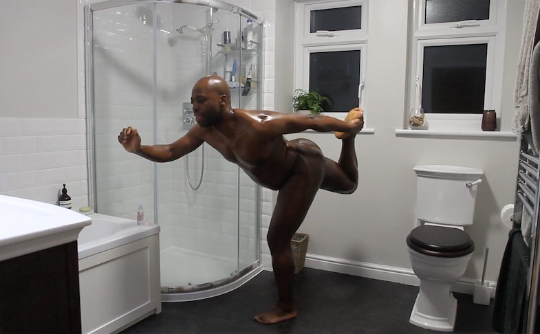 Harold Offeh, Covers Arabesque After Grace Jones Island Life, still from Video, 2017. Courtesy of the artist. Material Environments at The Tetley, Leeds