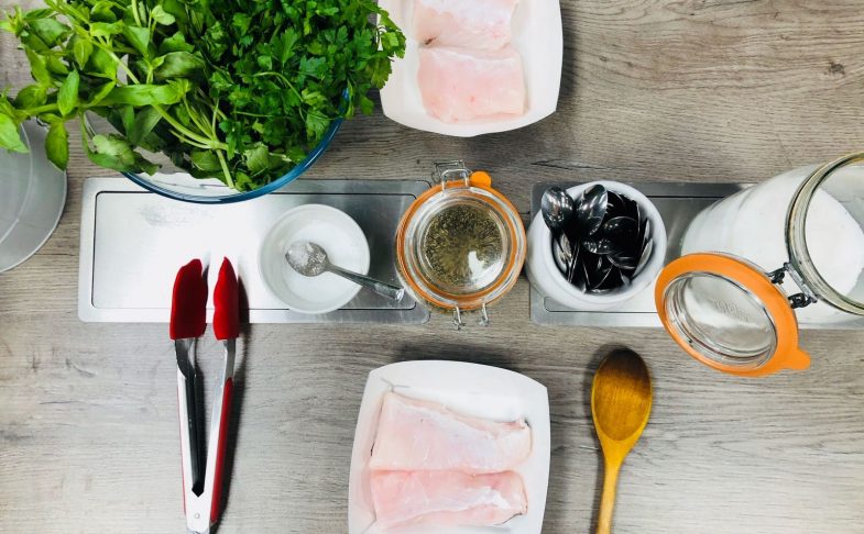 Cooking Together Italian Hake with Salsa verde ingredients