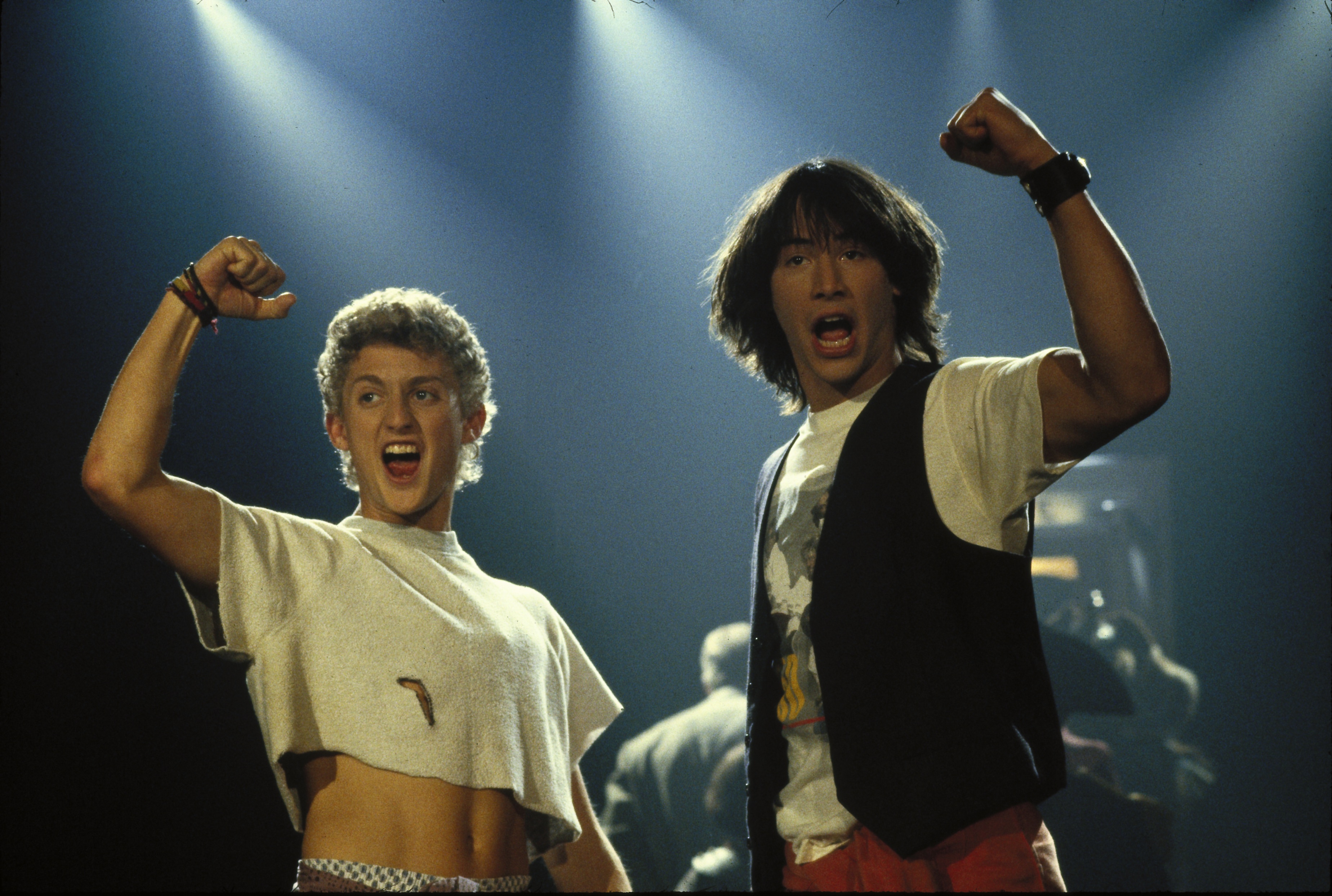 Bill and Ted want to start a band, but to do that, they must pass their his...