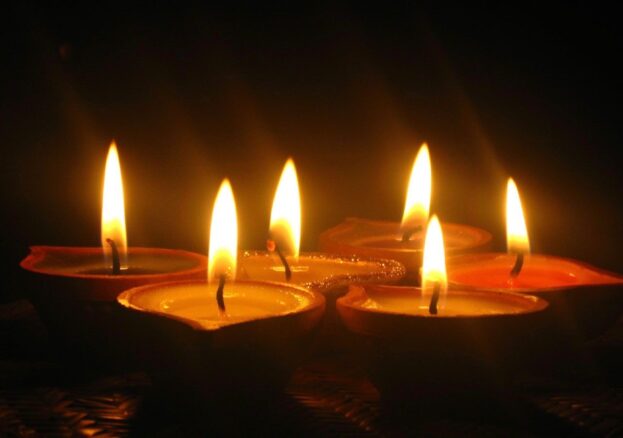 Lighted candles for Diwali